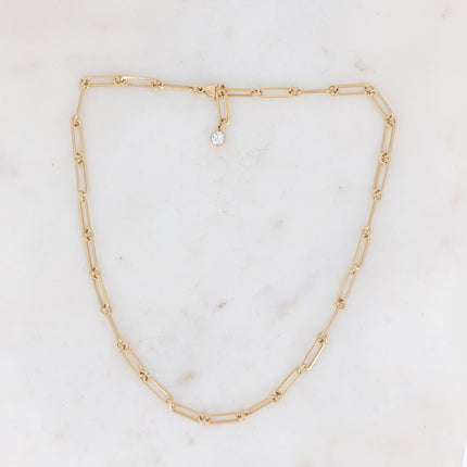 Collier Nix - maille alternée ovale et ronde avec cristal