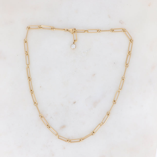 Collier Nix - maille alternée ovale et ronde avec cristal