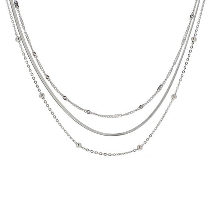 Collier Foxy - maille gourmette fine, d'une maille miroir et d'une maille forçat avec de petites boules