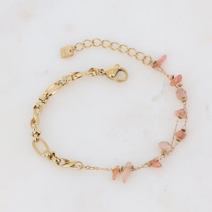 Bracelet Galen - maille et 2 chaînes - pierre naturelle