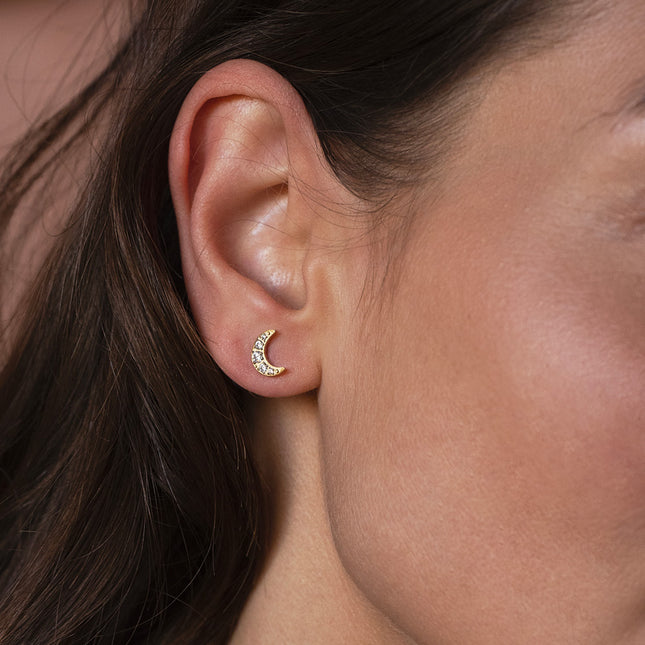 Laya stud earrings - moon and zirconium oxides