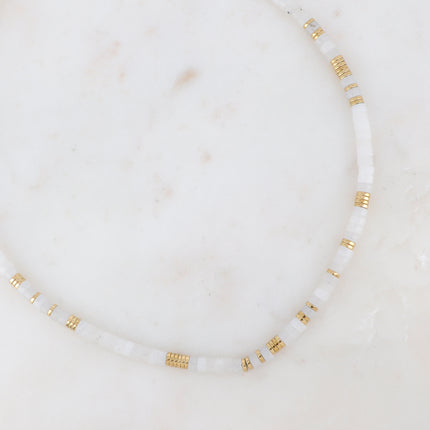 Collier Olivine avec pierres naturelles et perles rondelles