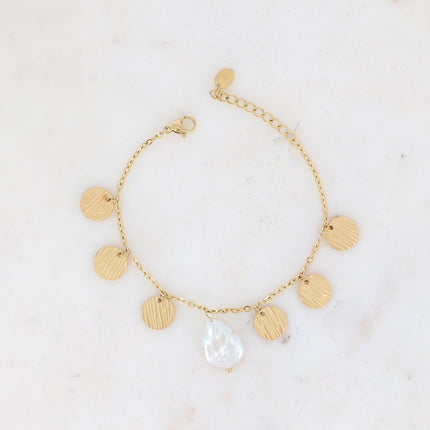 Bracelet Novalie - pastilles zébrées et pierre naturelles