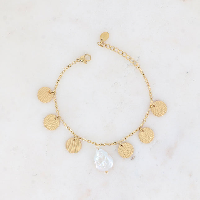 Bracelet Novalie - pastilles zébrées et pierre naturelles