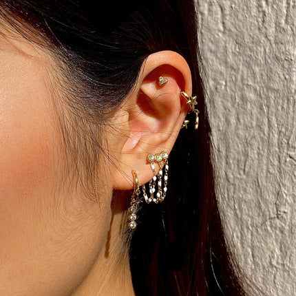 Piercing avec coeur orné d'oxydes de zirconium