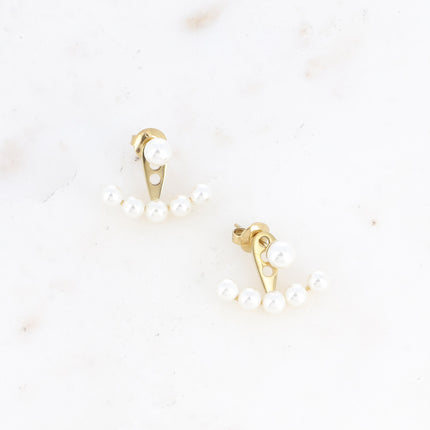 Boucles puces - boules d'acétate nacrée et pièce interchangeable