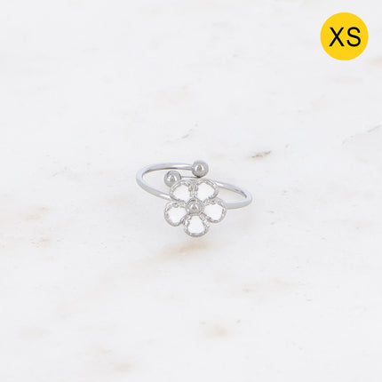 Bague Alizon XS - fleur aux pétales texturées et émaillées