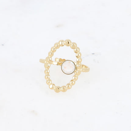 Bague ovale et bulles avec cristal