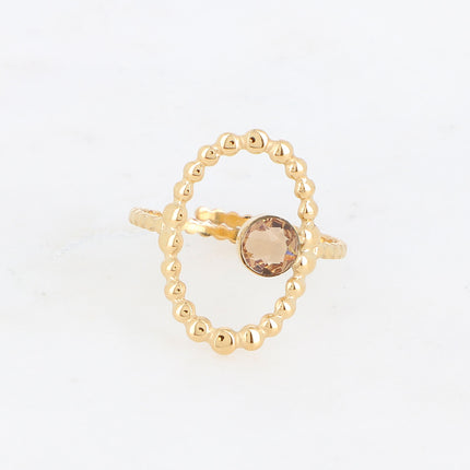 Bague ovale et bulles avec cristal