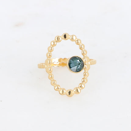 Bague ovale et bulles avec cristal