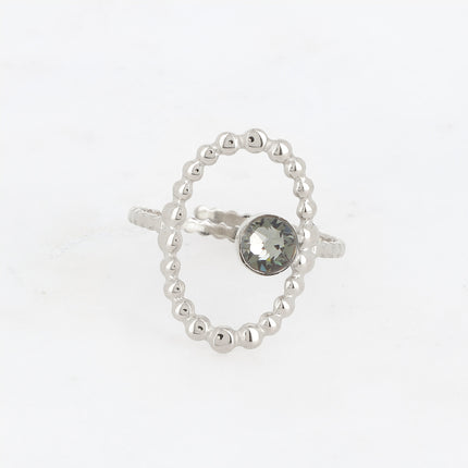 Oval ring with bubbles and crystal
