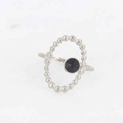 Oval ring with bubbles and crystal