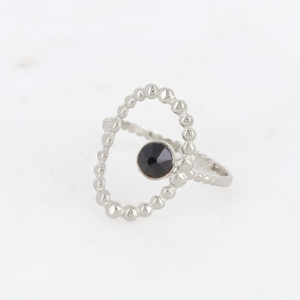 Oval ring with bubbles and crystal