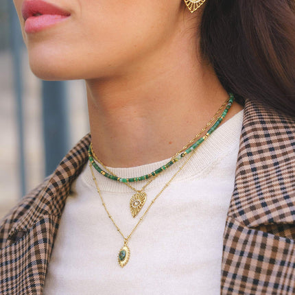 Collier Cybelle doré - pierres naturelles