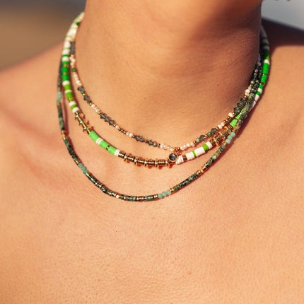 Collier Cybelle doré - pierres naturelles