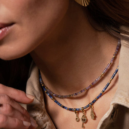 Collier Cybelle doré - pierres naturelles