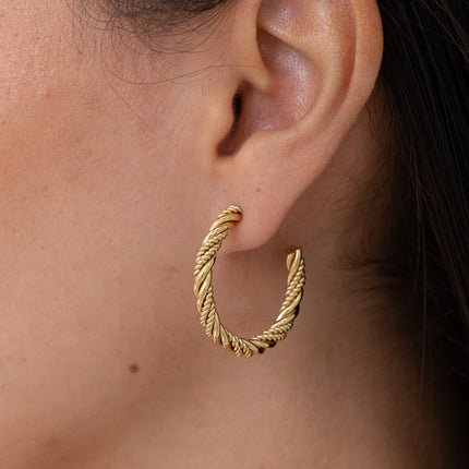 Creole earrings - twisted rings and double spiral