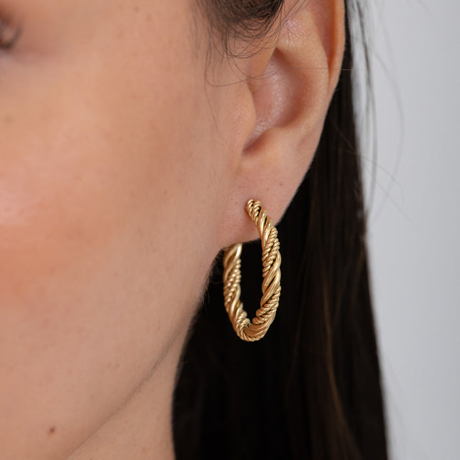 Creole earrings - twisted rings and double spiral