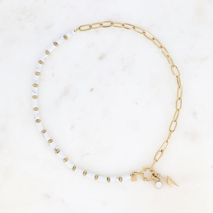 Necklace - oval link, natural stones and 2 Bohm charms