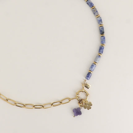 Necklace - oval link, natural stones and 2 Bohm charms