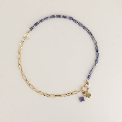 Necklace - oval link, natural stones and 2 Bohm charms