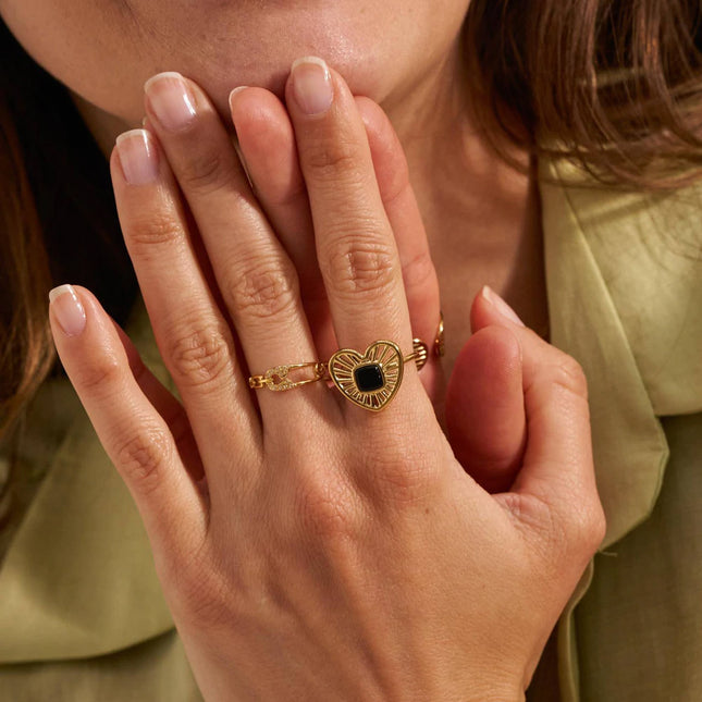 Bague Van - motif épingle sertie d'oxydes de zirconium