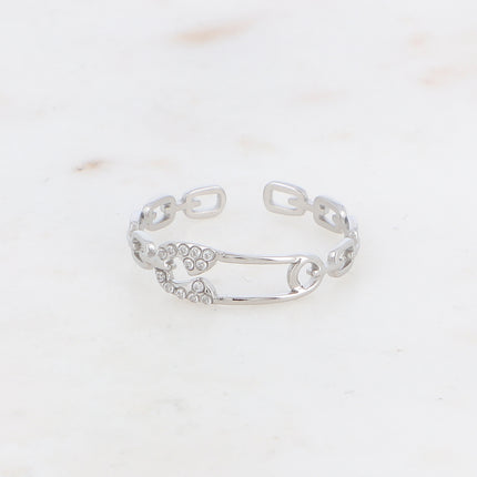 Bague Van - motif épingle sertie d'oxydes de zirconium