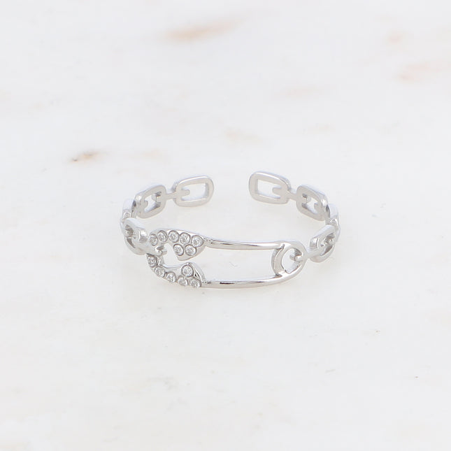 Bague Van - motif épingle sertie d'oxydes de zirconium