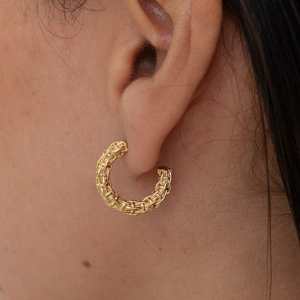 2cm knitted-effect hoop earrings