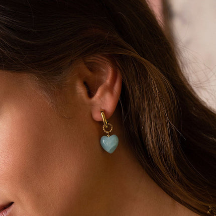 Carleena Creole Earrings - Natural Stone Heart