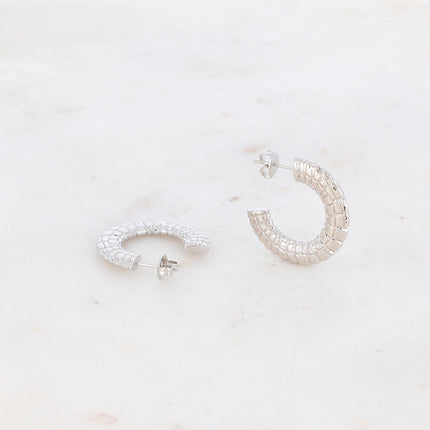 Créoles Colombe - effet croco texturé 3 cm