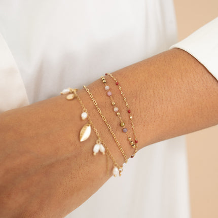 Bracelet 3 rangs avec pierres naturelles et émail