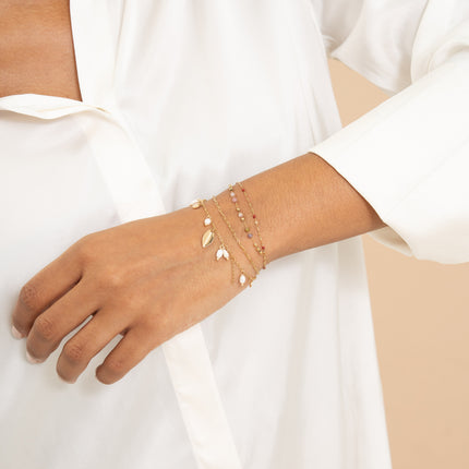 Bracelet 3 rangs avec pierres naturelles et émail