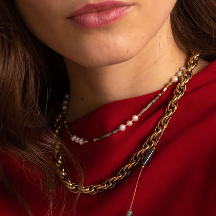 Cole Necklace - Freshwater Pearls and Natural Stones