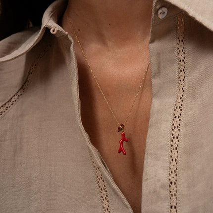 Collier Erya - anneau de pierres naturelles et pendentif