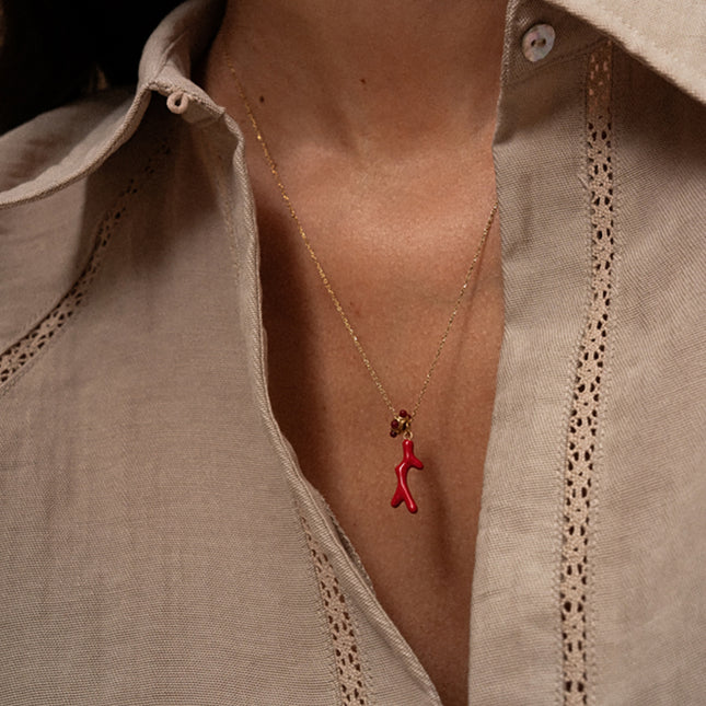 Collier Erya - anneau de pierres naturelles et pendentif