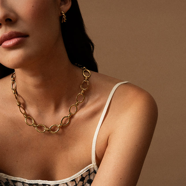 Collier Orora - maillons ovales et anneaux style ressort