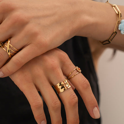 Bague Saphira - effet martelé
