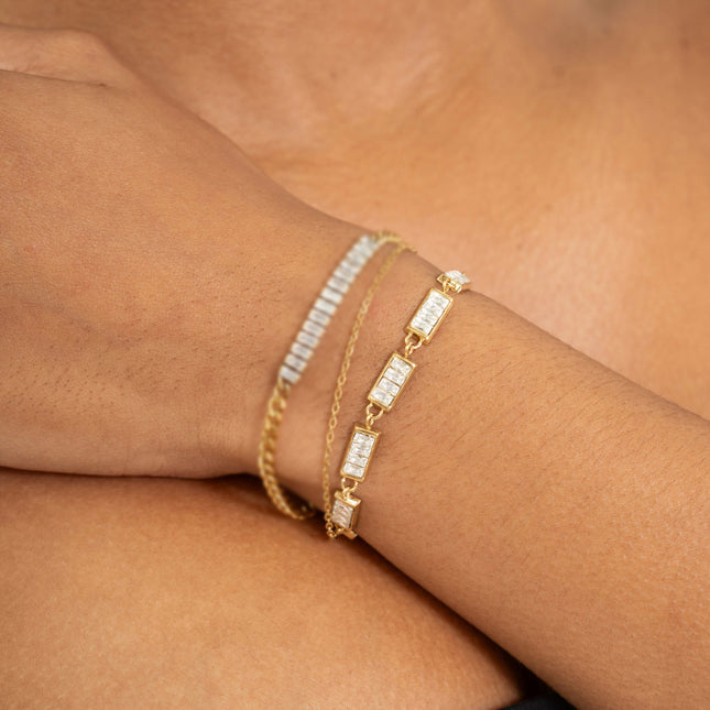 Bracelet - maillons rectangulaires avec cristaux