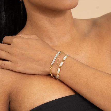 Bracelet - rectangular links with crystals