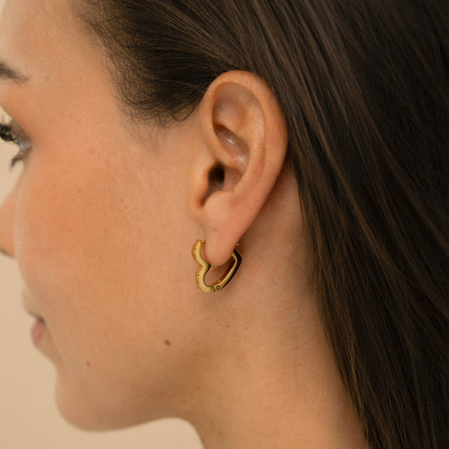 Hoop earrings - flat heart shape