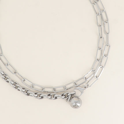 Sautoir UNISEX Fay - maille et pierre naturelle