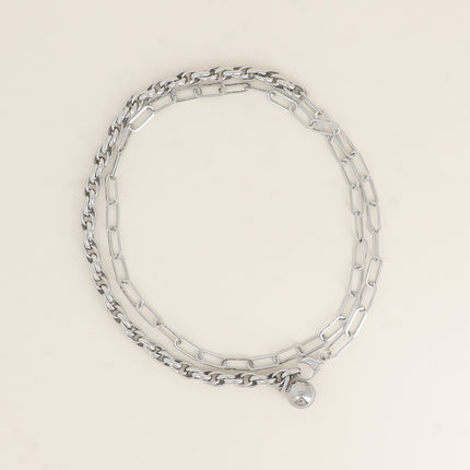 Sautoir UNISEX Fay - maille et pierre naturelle