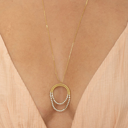Callista Necklace - Pendant of 2 dangling river chains