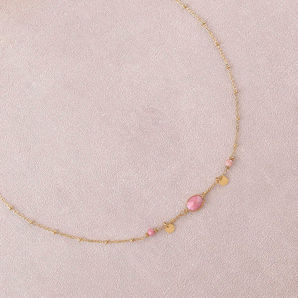 Collier Azalée - chaîne avec boules, pampilles rondes, pierres naturelles rondes et ovale