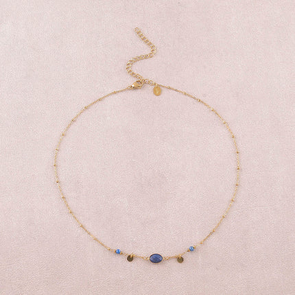 Collier Azalée - chaîne avec boules, pampilles rondes, pierres naturelles rondes et ovale