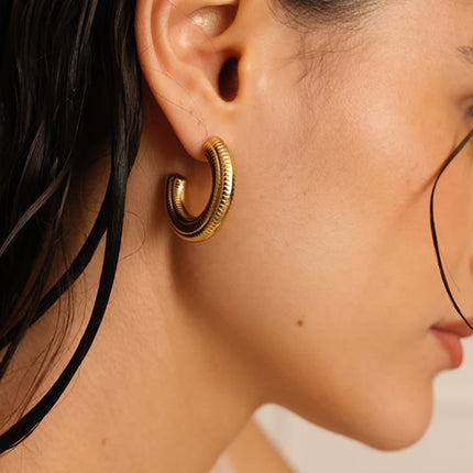 Clementina Creole Earrings - engraved features 30 mm