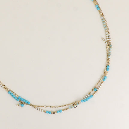 Nora necklace - braided cord, beads and natural stones