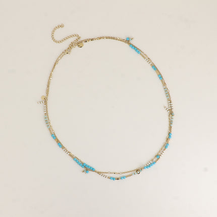 Nora necklace - braided cord, beads and natural stones