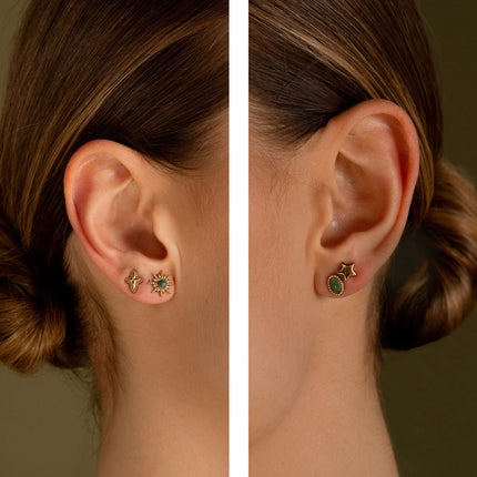 Mini Magnolia Chip Earrings - Oval, Sun, Textured Cross and Star - Natural Stone